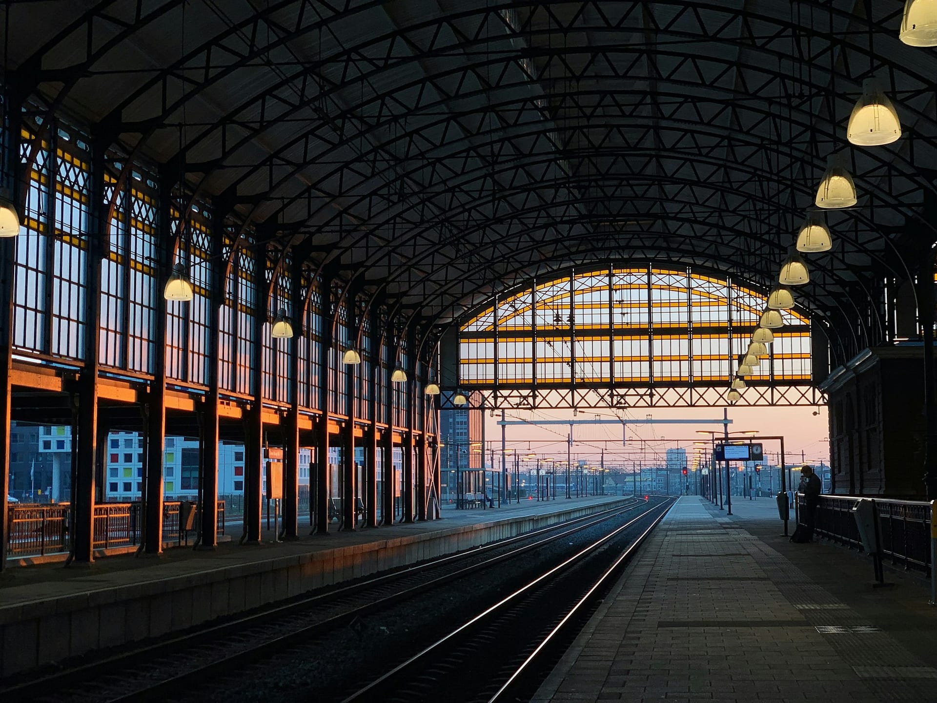 A train waiting at a station platform
